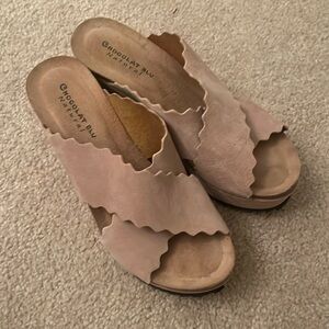 Chocolat Blu nude suede platform sandal